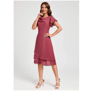 JJs House Dress Chiffon Cocktail A Line Womens 8 NWT Cinnamon Rose Mauve - Picture 1 of 8
