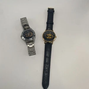 BATMAN Costume WRIST WATCH SET OF 2 DC Comics Analog Black Leather Band And Link - Picture 1 of 10