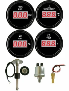 Juego de 4 medidores con transmisores medidor de combustible digital presión de aceite voltaje temperatura 52 mm para automático - Imagen 1 de 7