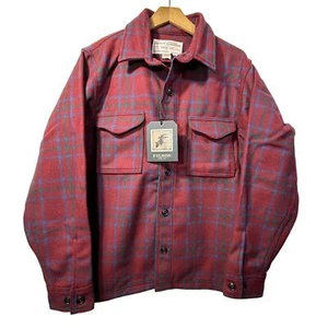 FILSON Seattle Wool Jac Shirt Red Button Warm Layer Mens L USA Made - Picture 1 of 11