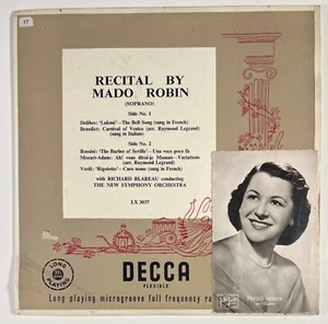 Récital by Mado Robin LP 25cm 10" DECCA LX 3037 + Carte Dédicace autographe - Picture 1 of 5