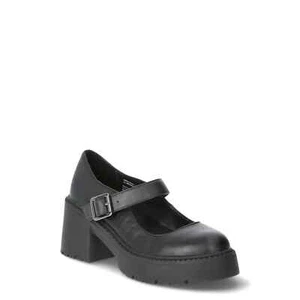 Madden NYC Women's Lug Maryjane Shoes, Size 8, Black, Block Heel, Wide Width - Picture 1 of 5