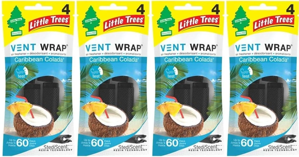 Little Trees Vent Wrap Air Freshener, Caribbean Colada, 4-Packs (4 Count) - Image 1 of 1