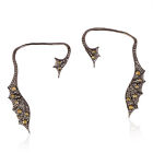 Bat Wing Style Ear Climber Women Pave Diamond 18k Gold 925 Silver Cuff Earrings