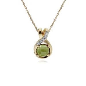 Klassische Runde Peridot Schachbrett & Diamant Bale Anhänger In 9 Karat Gelbgold - Bild 1 von 1