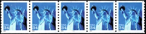 US Stamp Scott # 3476 Plate # 1111 Strip of 5 PNC5 Used - 34c Statue of Liberty - Picture 1 of 1