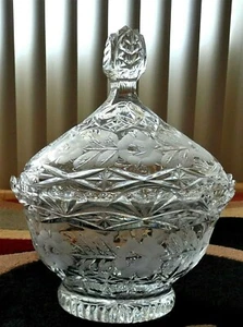 Oval Crystal Flower Bowl - 11" tall (with the lid, 5" w/out it) - Picture 1 of 11