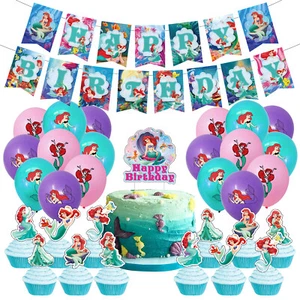 Little Mermaid Themed Birthday Party Decoration Cupcake Topper Banner Balloon - Picture 1 of 11