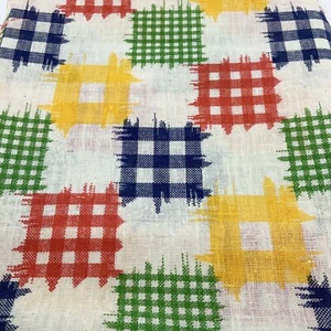 VTG Concord Fabrics Colorful Retro Farmhouse Checkered Fabric 72" X 44" 2 Yards - Picture 1 of 5