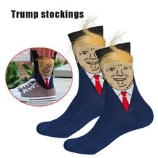 1Pair Unisex President Donald Trump Socks with 3D Fake Hair Crew Sock Funny