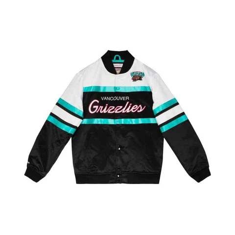 Men's Mitchell & Ness Black NBA Vancouver Grizzlies Heavyweight Satin Jacket Cover