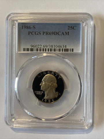 1986 S 25C Washington Quarter Proof PCGS PR69DCAM Cover