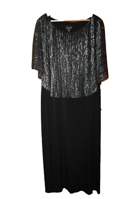 Vestido negro Connected Apparel Plus con capa plateada metálica - 22W ¡NUEVO! Foto 1 de 4