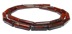 😏 Roter Breckzienjaspis Perlen Walzen / Röhrchen 13x4 mm Edelstein Strang 😉 - Picture 1 of 1