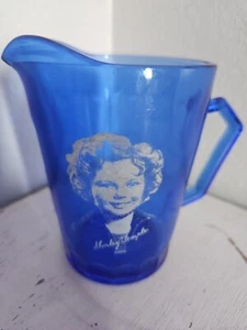 Vintage Shirley Temple Ritz Hazel Atlas Cobalt Blue Glass Creamer Pitcher - Picture 1 of 8