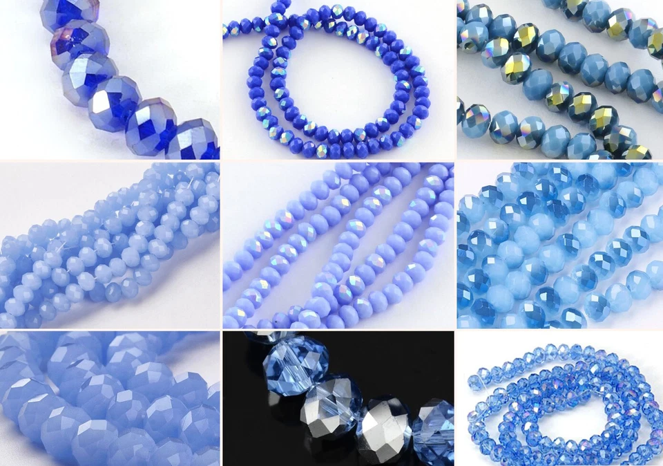6x4mm Glasschliffperlen 90-95St. Fädelloch 1mm Glass Beads blau blue - Bild 1 von 1