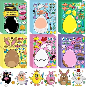 24 PCS Easter Stickers Mix and Match Make a Face Animal Stickers with Easter Egg - Picture 1 of 8