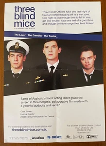 THREE BLIND MICE -  Australian Cinema Flyer For Aussie Drama - 2008 FREE POST - Bild 1 von 2