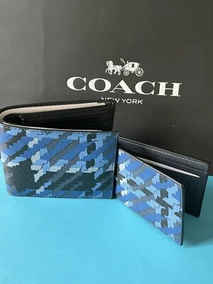 NWT Coach  3 in 1 Wallet With Plaid Print Denim/Multi - Image 1 of 4