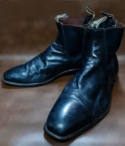 RM Williams Chelsea Boots Side Gore Vintage Leather Black Size12 US13 - Picture 1 of 5