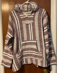 Baja Joe Earth Ragz mexikanischer Pastell Poncho Hoodie Pullover Größe Medium M Medium Neu mit Etikett - Bild 1 von 24