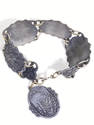 Vintage Don Quixote De La Mancha W/ Story Scenes - Bracelet - Watch Fob Chain - Image 1 of 4