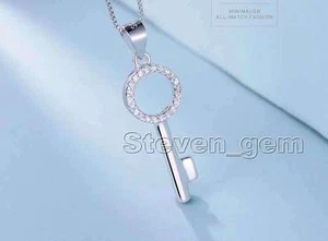 Big 31*10mm White Key shape silver 925 Pendant free 16" silver 925 Chain-nec6249 - Picture 1 of 10