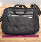 Brooks Brothers Canvas/Nylon Briefcase Crossbody Messenger Black W Blue Accents 