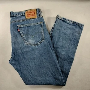 Levi's 505 Straight Fit Blue Denim Jeans Mens Size Actual 35x29 - Picture 1 of 10