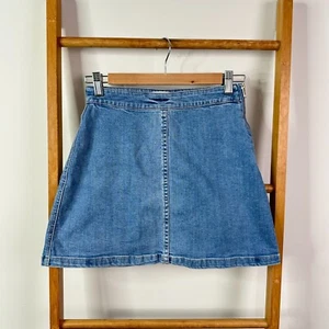 Seed Heritage Denim Skirt Womens 6 Blue High Waisted Mini A-Line Cotton Blend - Picture 1 of 9