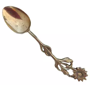 Demitasse Cucchiaio Girasole Mini ?Piatto Argento Patina Calda Bellissimo Disegno Floreale - Foto 1 di 16