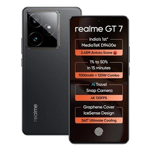 realme GT 7 Factory Unlocked-Dual SIM-Global Version-8GB RAM 256GB ROM-Black - Picture 1 of 9