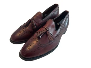 Allen Edmonds Mens Manchester Loafer Size 12D Burgundy Tassel Wingtip Shoe - Picture 1 of 13