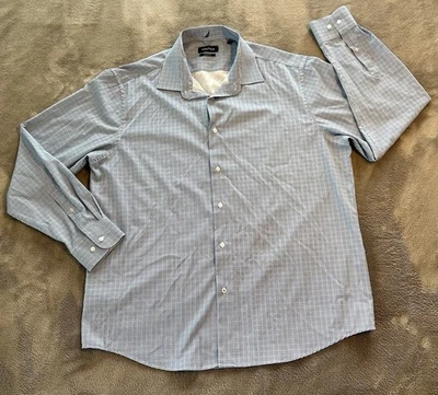 Nautica Mens Dress Shirt Slim Fit Stretch Blue White Plaid Size XL 17-17.5 34/35 - Image 1 of 4