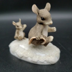 Estatuilla de invierno Charming Tails Follow In My Footsteps Mouse & Baby Fitz Floyd - Imagen 1 de 11