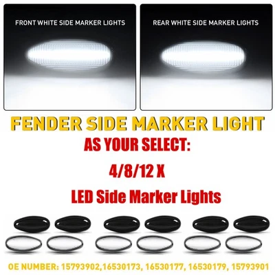 Para GMC Sierra 2500HD 3500HD 1999-2014 Blanco ABS Luz Lateral LED Doble Cama 4/8X Foto 1 de 4