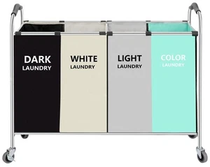Laundry Basket, Large Laundry Hamper with Wheels, 4 Section Laundry Bag for D... - Picture 1 of 8
