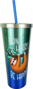 Sloth Stainless Steel Cup with Straw - Stainless Steel Drinkware Tumbler - 24... - Picture 1 of 1