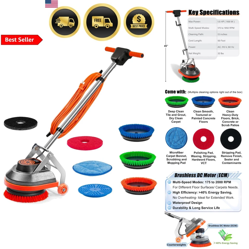 Máquina fregadora de pisos tampón orbital limpiador de alfombras azulejos madera dura Foto 1 de 4