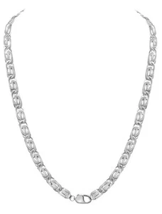14k Solid White Gold Handmade 9mm Tiger Eye Link Necklace, 28", Approx 80g - Picture 1 of 3