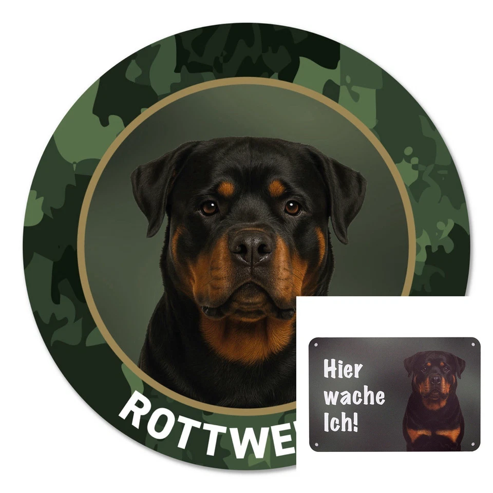 Rottweiler Autoaufkleber Sticker, Zaunschild "Hier wache ich" Warnschild Hunde - Bild 1 von 4