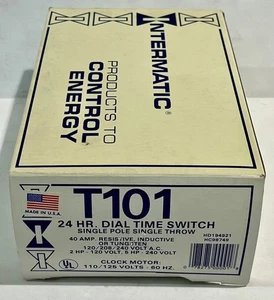 Intermatic T101 SPST 24 Stunden Mechanische Zeitschaltuhr 120/208/240 VAC 40 Amp NOS - Bild 1 von 4