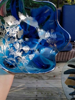 Plato de caramelo de 6 pétalos pedestal superpuesto de plata esterlina ciudad azul vikingo de colección Foto 1 de 4