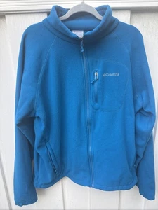 Columbia Blue Interchange Zip Fleece Jacket Outdoor Size L Small Stain👀 - Bild 1 von 6