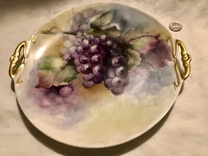 LIMOGES Grapes & Gold Platter/Server GUERIN WG & CO 12” W/Handles - Picture 1 of 6