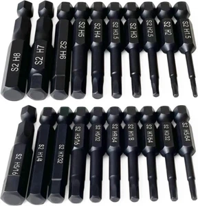 Hex Head Allen Wrench Drill Bit Set (10pc Metric & 10pc SAE), , Upgraded 1/4"... - Picture 1 of 22