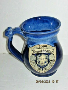Mug vintage 2000 Renaissance bleu lion Bonner chêne poterie neuf Londres MN Stein - Photo 1 sur 6