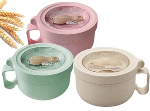 3 Pack Microwave Soup Bowl Containers with Lids, 28.7Oz Wheat Straw Ramen Noodle - Picture 1 of 6