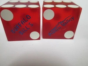 BUFFALO BILLS  & PRIMM VALLEY CASINO RESORT. PRIM, NV . PAIR OF RED DICE.  - Picture 1 of 3