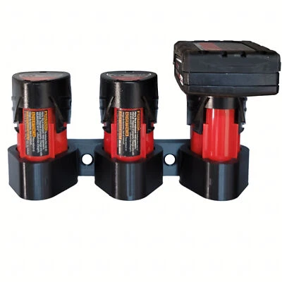 Soporte de batería de montaje en pared 2-3-4 para almacenamiento compatible Milwaukee M12 12V pesado D - Imagen 1 de 4
